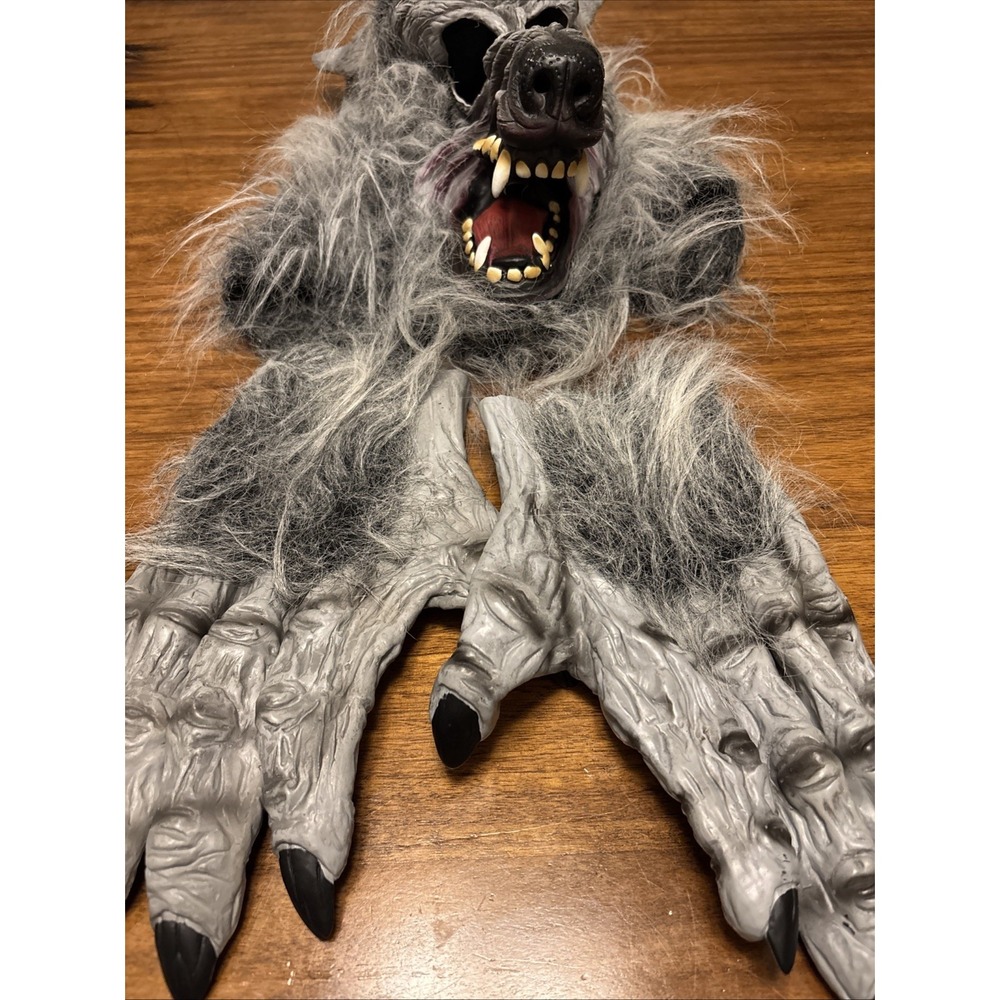 Spirit Of Halloween Werewolf Mask & Hands Paws Pre-Owned Adult Size